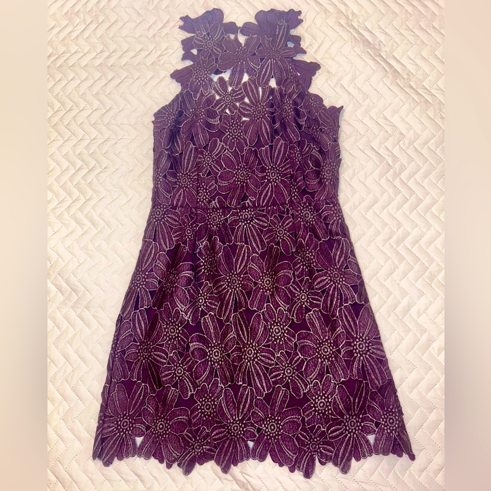 Free People Floral mini dress size large Saylor purple